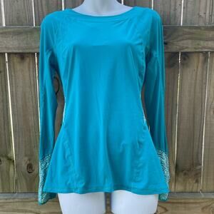 Bobbe HER MAJESTY TOP BEAUTIFUL TEAL SUNBURST LACE LONG SLEEVE